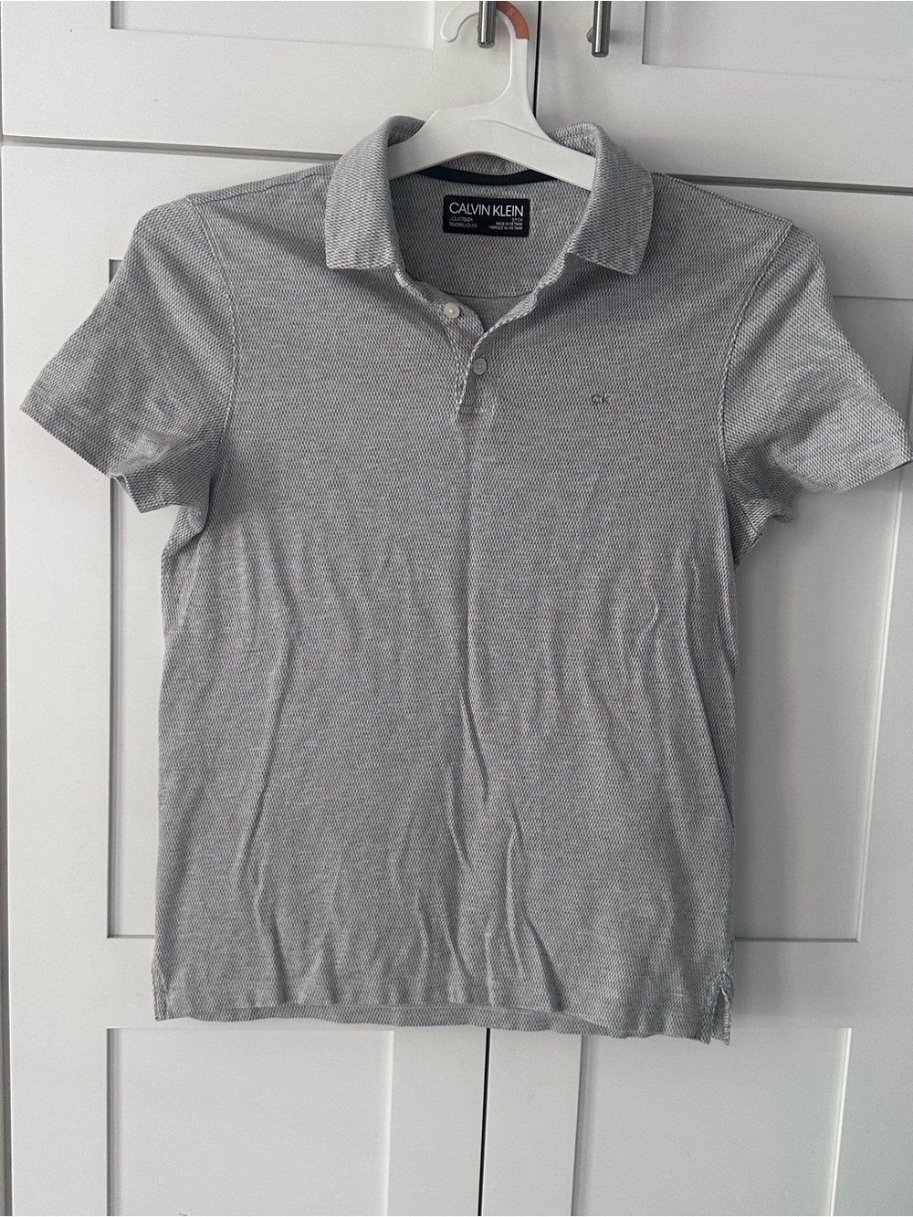Calvin Klein Light Grey Micro-Pattern Polo